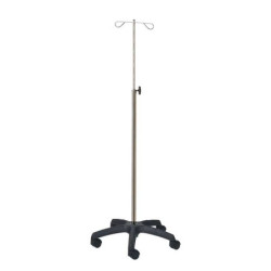 PORTE-SÉRUM 320 2 CROCHETS - BASE INOX