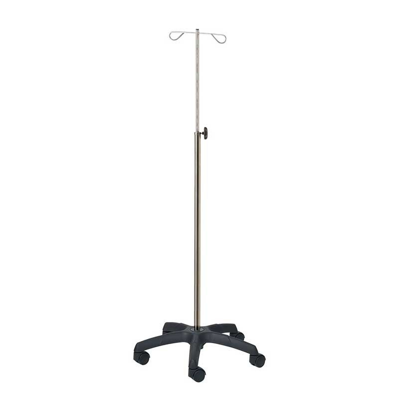 PORTE-SÉRUM 320 2 CROCHETS - BASE INOX