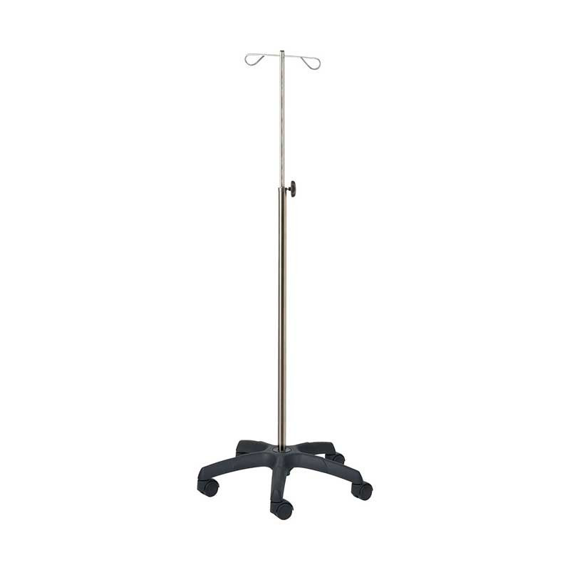 PORTE-SÉRUM 320 2 CROCHETS - BASE ALUMINIUM