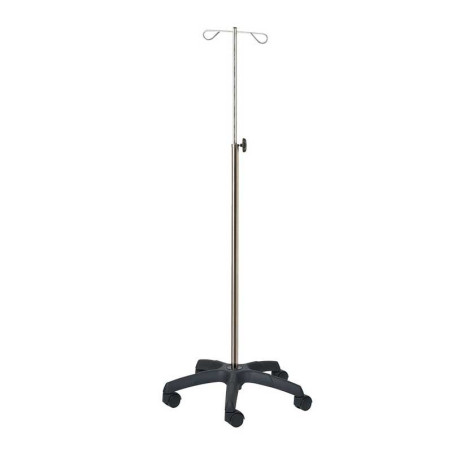 PORTE-SÉRUM 320 2 CROCHETS - BASE ALUMINIUM