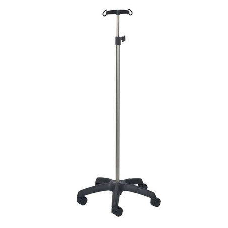 PORTE-SÉRUM 320 2 CROCHETS - BASE ALUMINIUM